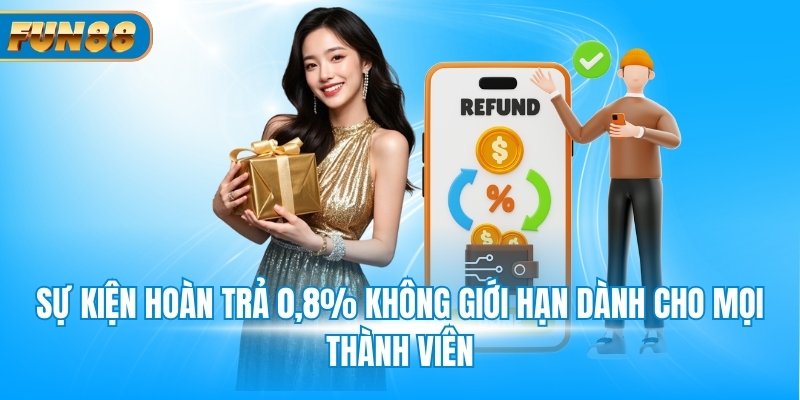 Sự kiện hoàn trả 0,8% không giới hạn dành cho mọi thành viên